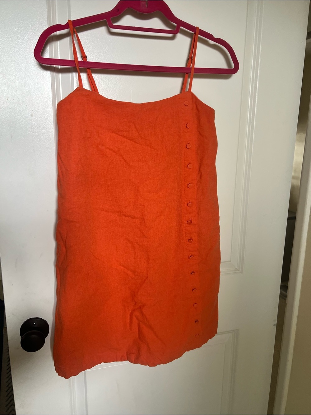 Abercrombie & Fitch Orange Linen-Blend Spaghetti Strap Dress